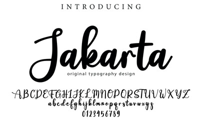 Jakarta Font Stylish brush painted an uppercase vector letters, alphabet, typeface
