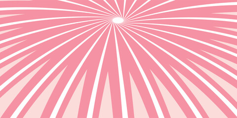 Candy color sunburst background. Abstract pink cream sunbeams design wallpaper. Colorful spinning lines for template, banner, poster, flyer. Sweet rotating cartoon swirl or whirlpool.t