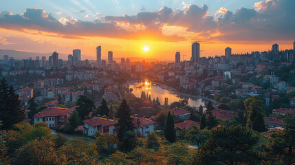 Obraz premium Sarajevo, Bosnia and Herzegovina created with Generative AI technology