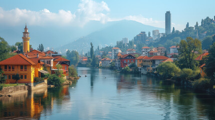 Fototapeta premium Sarajevo, Bosnia and Herzegovina created with Generative AI technology