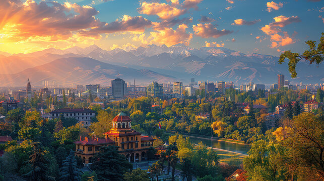 Sofia, Bulgaria city skyline created with Generative AI technology