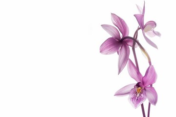 Naklejka premium flower Photography, Spathoglottis plicata, copy space on right, Isolated on white Background