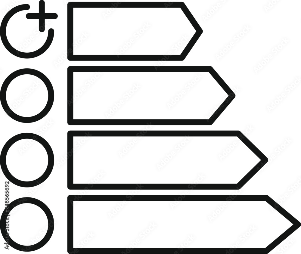 Poster adding task to list with right arrow buttons icon in outline style for web design isolated on white 