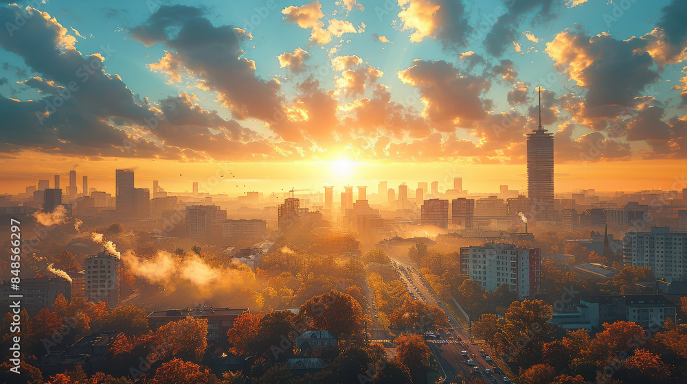 Wall mural Tallinn, Estonia city skyline created with Generative AI technology