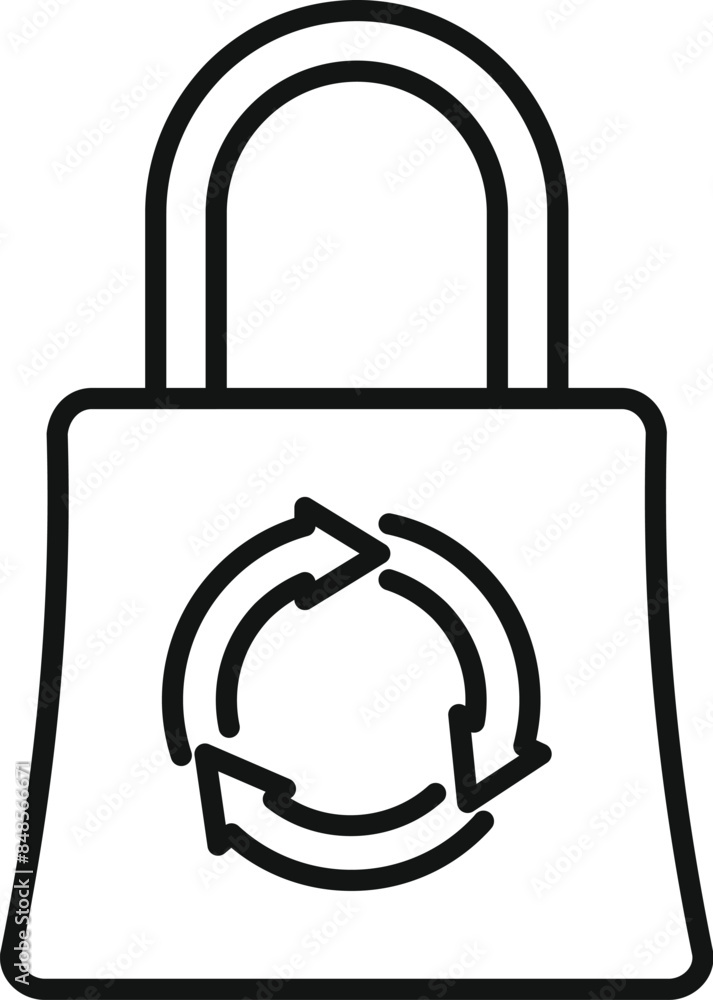 Canvas Prints Line drawing of a reusable shopping bag featuring a recycling symbol, promoting sustainability