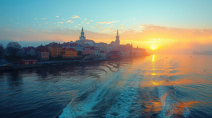 Tallinn, Estonia city skyline created with Generative AI technology
