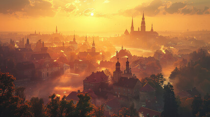 Naklejka premium Tallinn, Estonia city skyline created with Generative AI technology