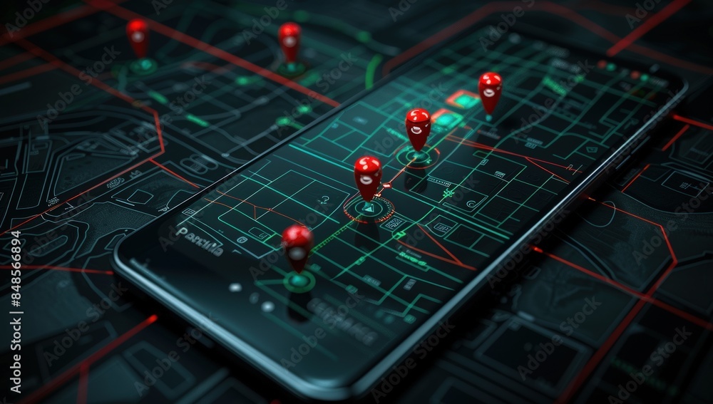 Aufkleber realistic stock style high quality photo of an advanced smartphone with the app open displaying digi