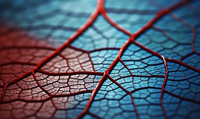 Veins of a Leaf in Red and Blue