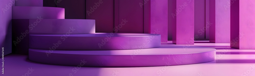Poster minimal purple podium and scene with 3d render vector in abstract background composition, 3d illustr