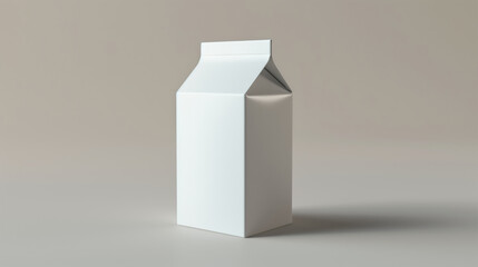 White cardboard milk carton mockup on grey background.