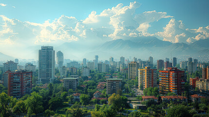 Obraz premium Tirana, Albania city skyline created with Generative AI technology