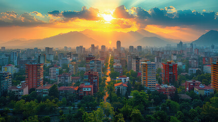 Obraz premium Tirana, Albania city skyline created with Generative AI technology