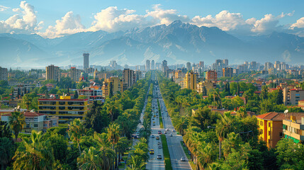Tirana, Albania city skyline created with Generative AI technology
