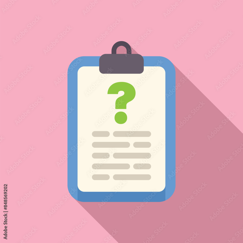Poster clipboard with question mark showing frequently asked questions document for customer support servic