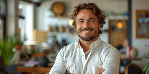 Obraz premium Smiling Confident Young Businessman Looking at Camera