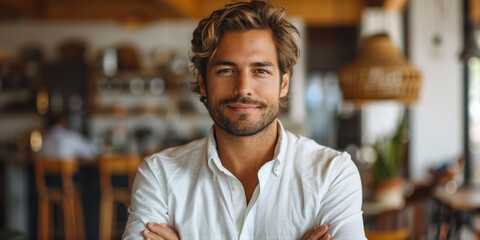 Obraz premium Portrait of Cheerful Businessman with Arms Folded