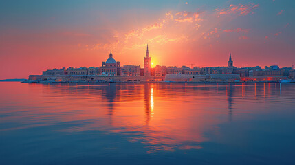 Fototapeta premium Valletta, Malta city skyline created with Generative AI technology
