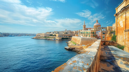 Valletta, Malta city skyline created with Generative AI technology