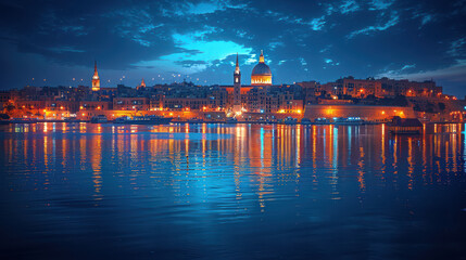 Fototapeta premium Valletta, Malta city skyline created with Generative AI technology