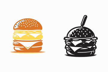 MBest silhouette burger with a white background.mascot style files.