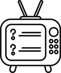 Retro television set is showing a screen filled with question marks, symbolizing uncertainty and a lack of information
