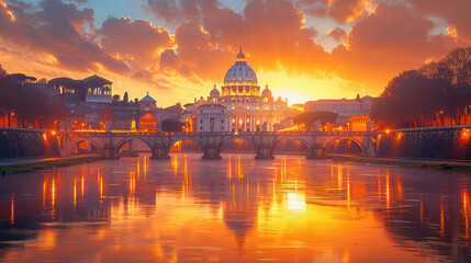 Fototapeta premium Vatican City city skyline created with Generative AI technology