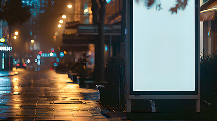 Digital ad for mock up. Blank screen. In street at night