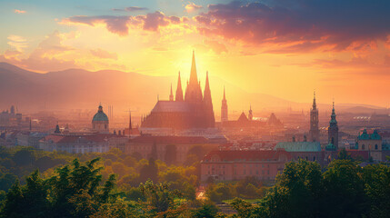 Naklejka premium Vienna, Austria city skyline created with Generative AI technology