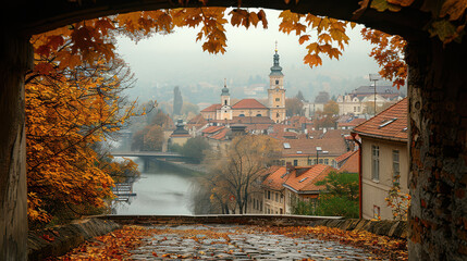 Vilnius, Lithuania city skyline created with Generative AI technology