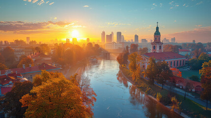 Vilnius, Lithuania city skyline created with Generative AI technology