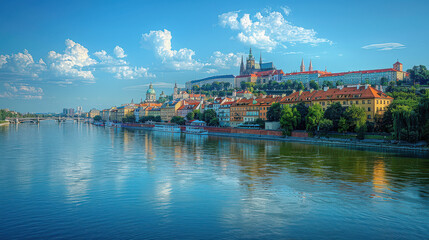 Warsaw, Poland city skyline created with Generative AI technology