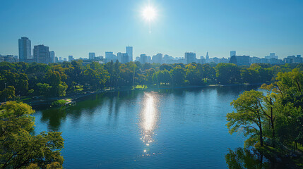 Naklejka premium Warsaw, Poland city skyline created with Generative AI technology