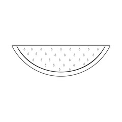 Illustration vector graphic of half a watermelon outline isolated on white background.
