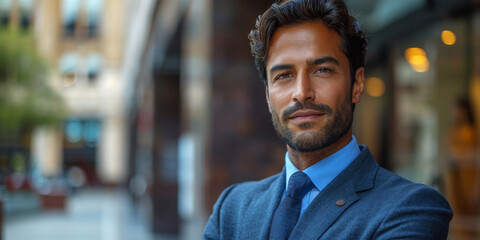 Fototapeta premium Happy Confident Wealthy Young Indian Business Man
