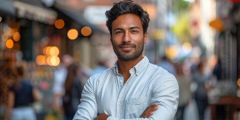 Fototapeta premium Happy Confident Wealthy Young Indian Business Man