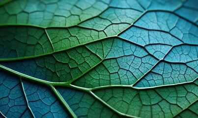 Obraz premium Close-Up View of a Leaf's Intricate Veins