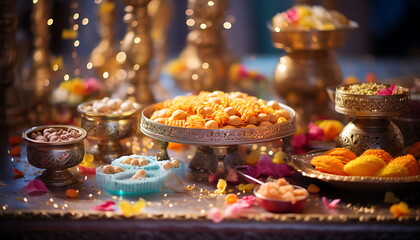 festive indian wedding food, generative ai