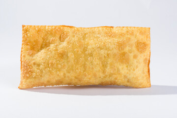 Brazilian fried pastry on white background