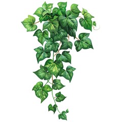 A ivy plant clipart, house plant element, vector illustration, green, isolated on white background