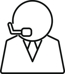 Businessman wearing headset talking on a call center line icon
