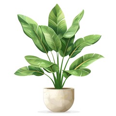 A ZZ plant clipart, house plant element, vector illustration, green, isolated on white background