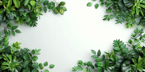 Obraz premium Sure, here is a description for the image: A frame of fresh green leaves from a tree branch