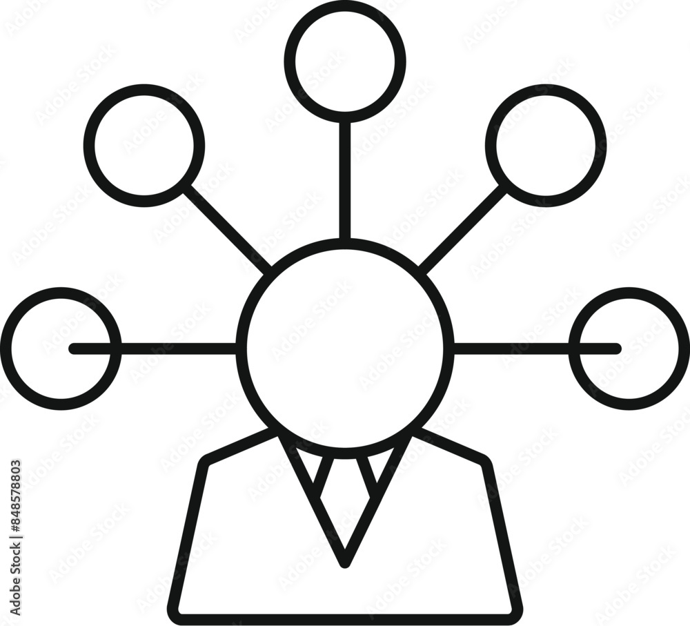 Poster simple icon of a businessman managing multitasking processes, perfect for topics like project manage