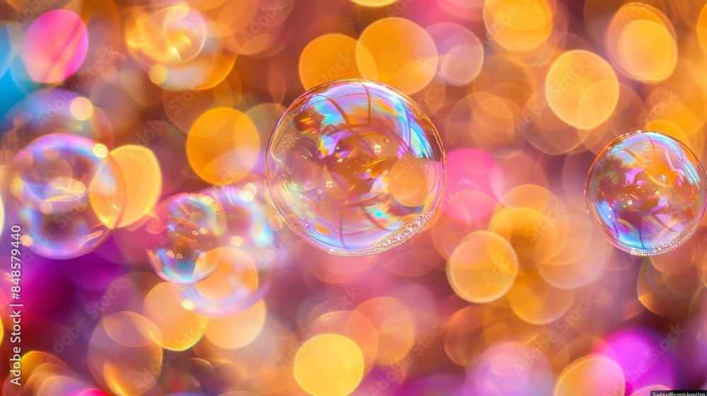 Poster ephemeral beauty macro capture of iridescent soap bubbles revealing delicate patterns