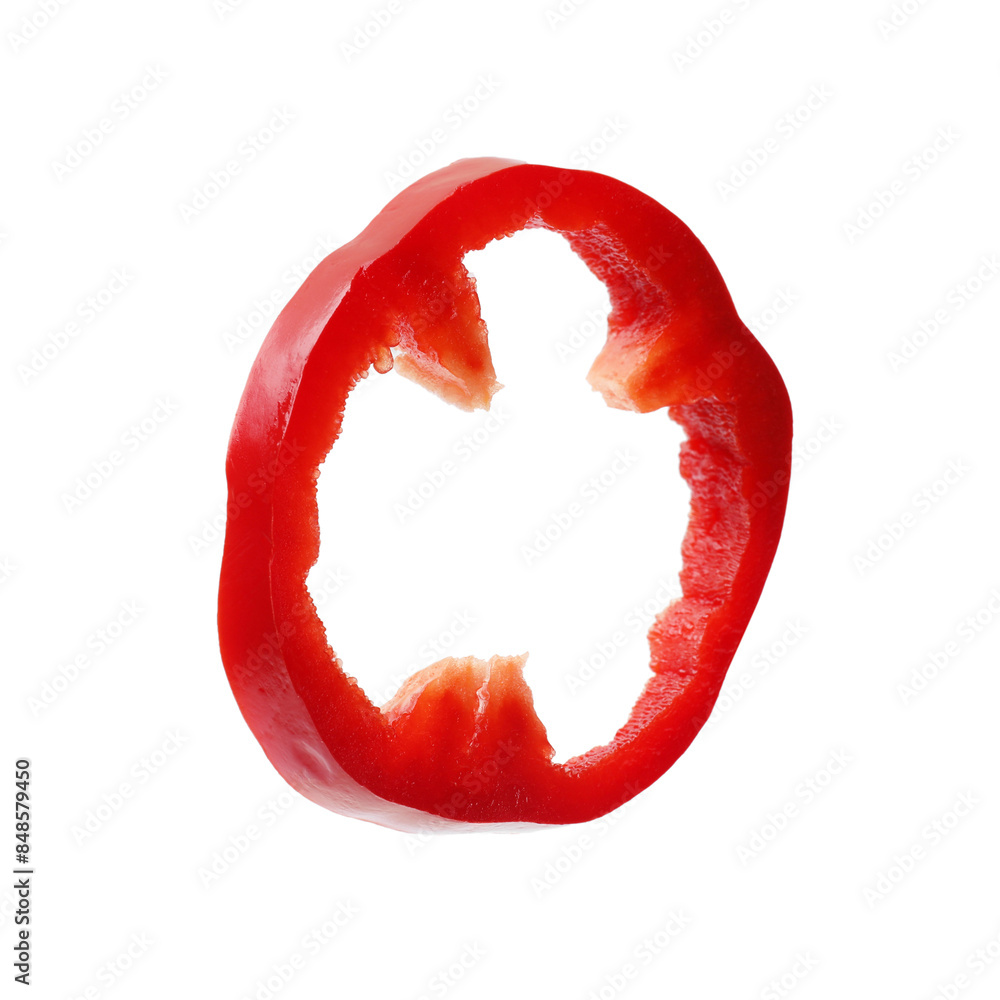 Wall mural slice of red bell pepper isolated on white - Wall murals