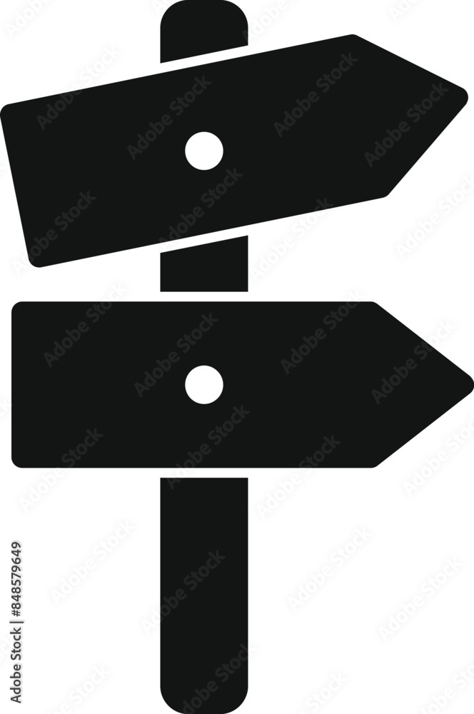 Poster black simple icon of a signpost with two arrows pointing in opposite directions