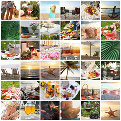 Summer vibes. Collage of many seasonal photos