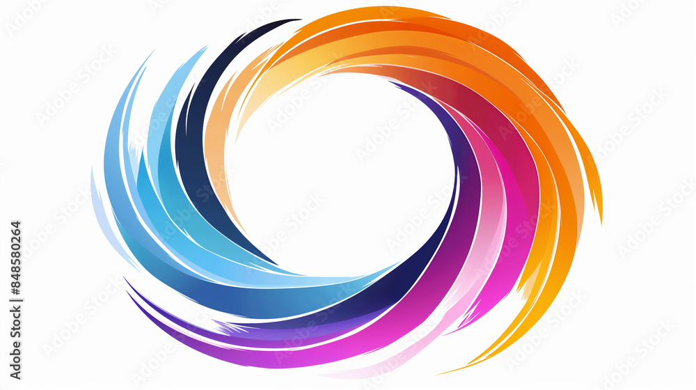 Poster abstract colorful swirl with circles and rainbow vector design