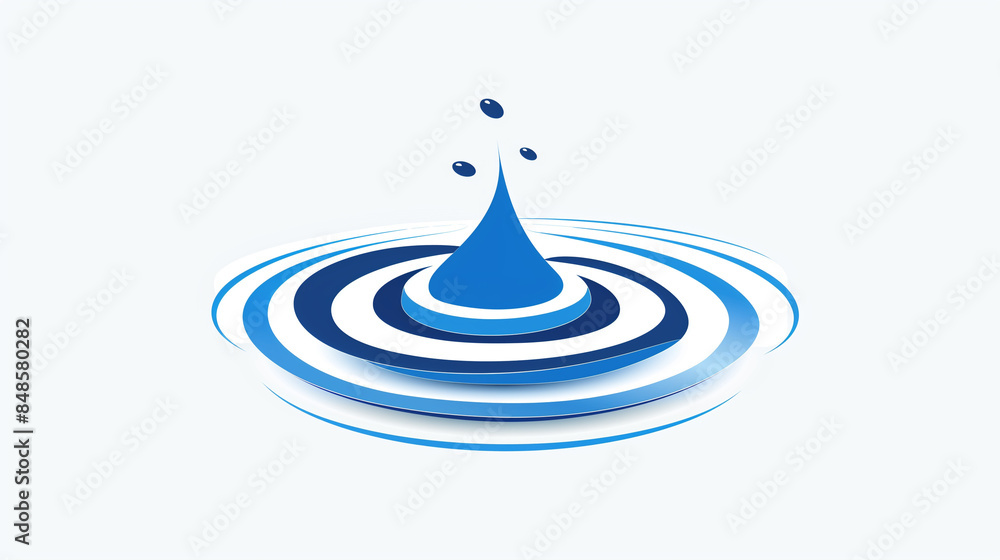 Poster a single water drop splashes into a clear blue surface creating ripples and abstract patterns